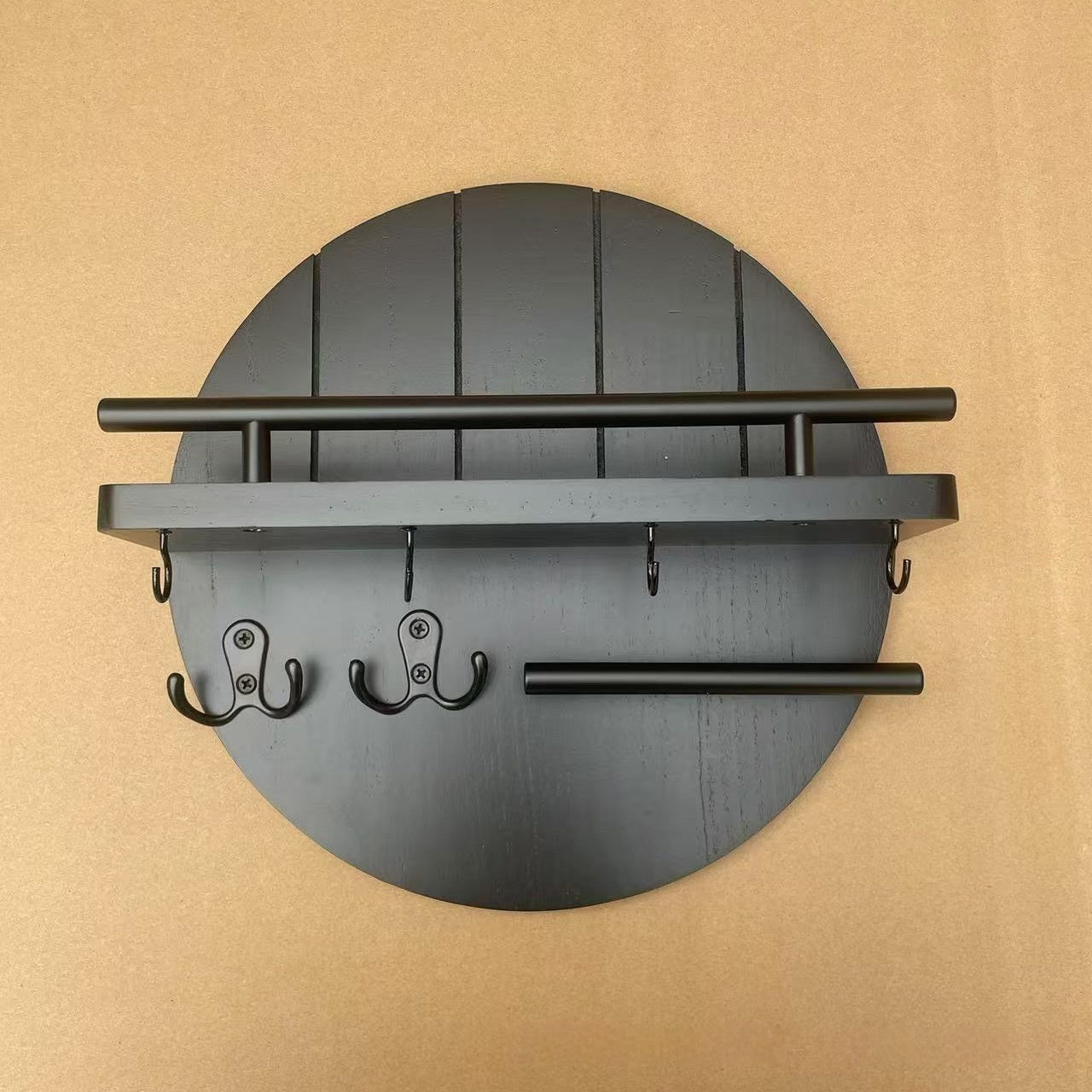 Wall-mounted Key Holder Wooden Round Storage Rack