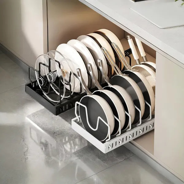 Pull-Out Pots & Pans Organizer | 8 Dividers | Cabinet Rack