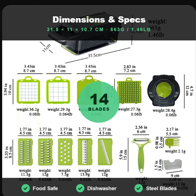 Multi-Function Vegetable Chopper & Mandoline Slicer
