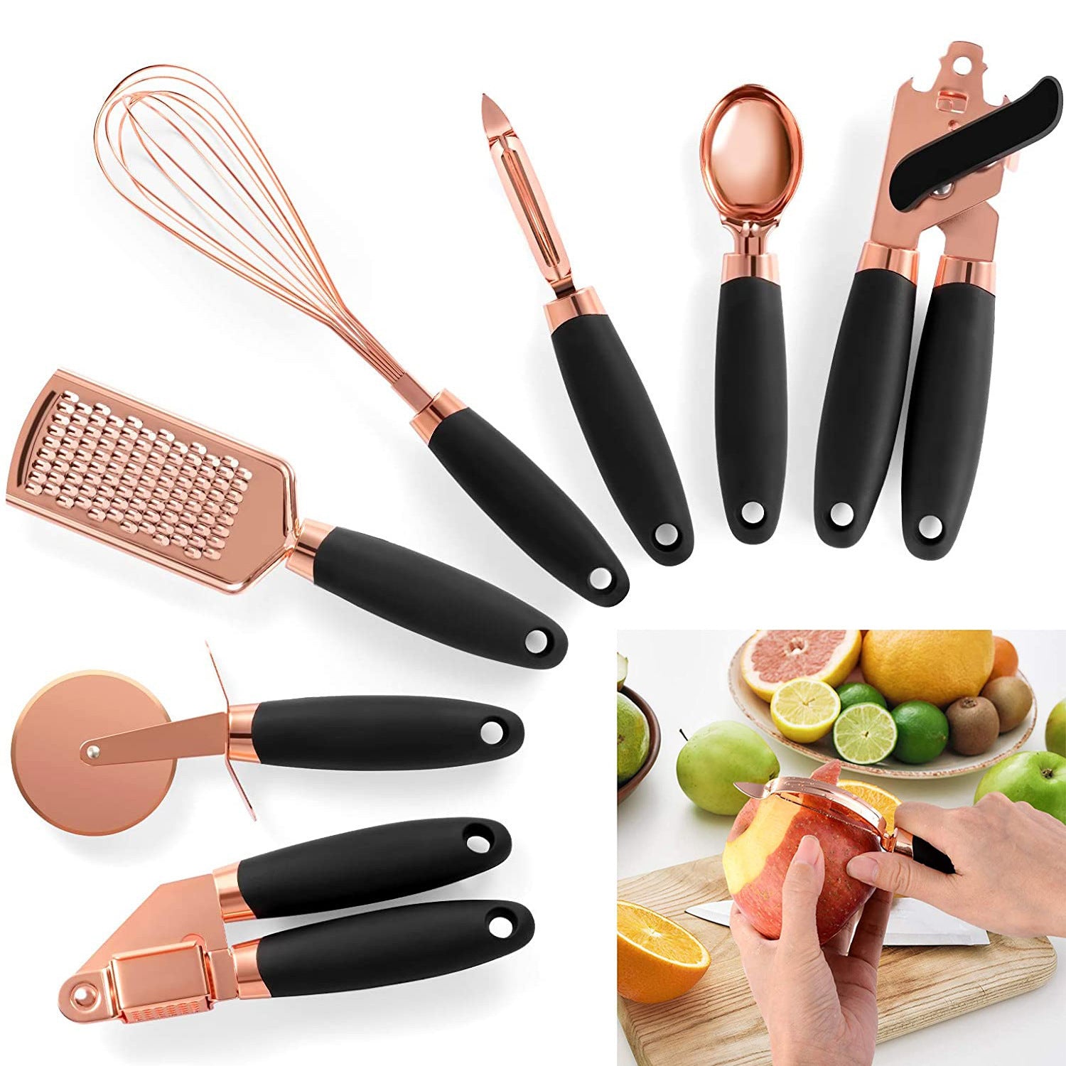 7-Piece Rose Gold Kitchen Gadget Set | Stainless Steel