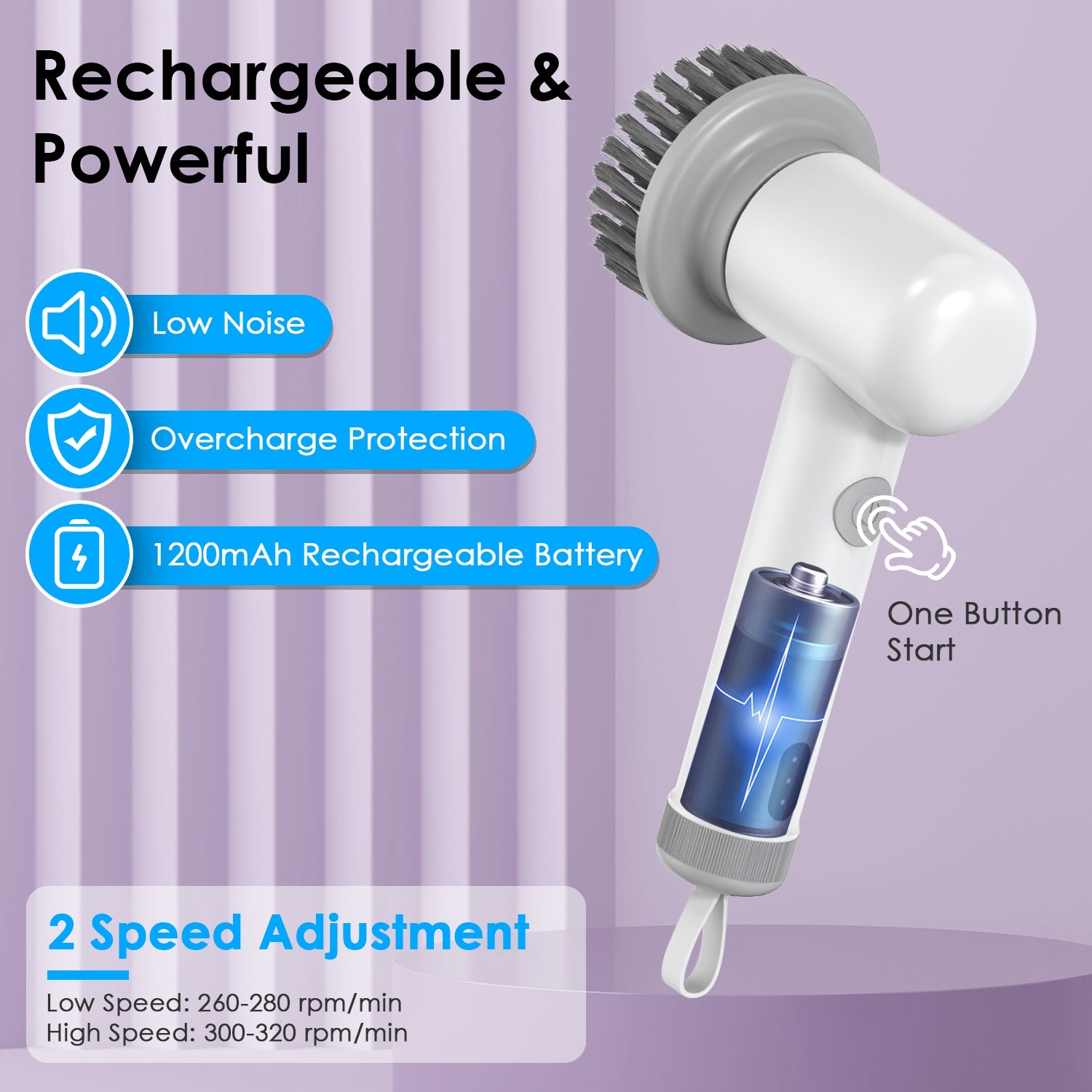 Cordless Electric Spin Scrubber – 4 Brush Heads