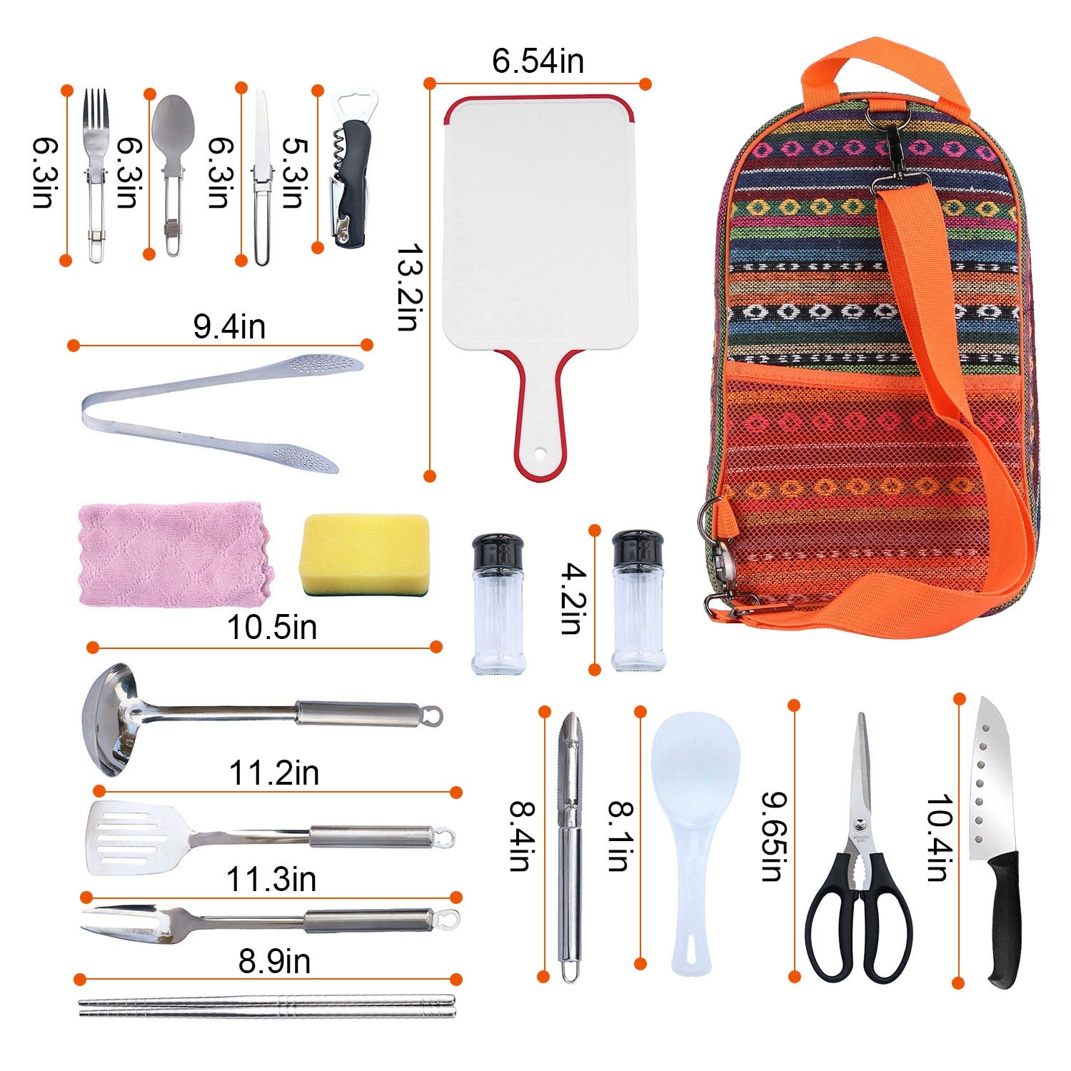 19-Piece Camping Utensil Kit | Portable Outdoor Cookware Set