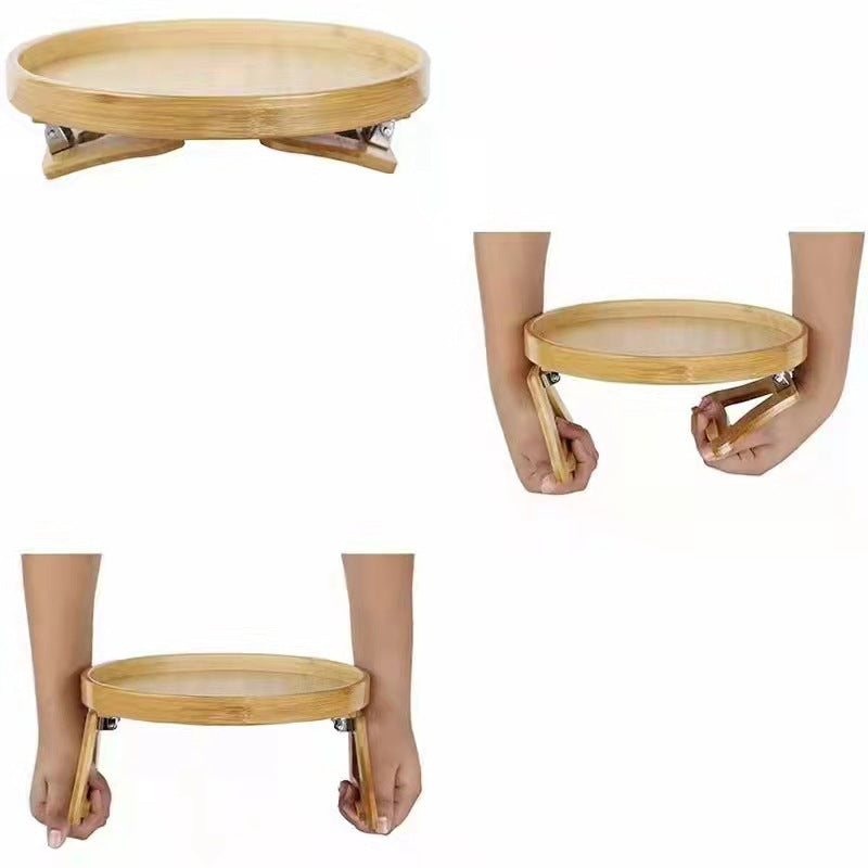 Sofa Handrail Wooden Folding Tray