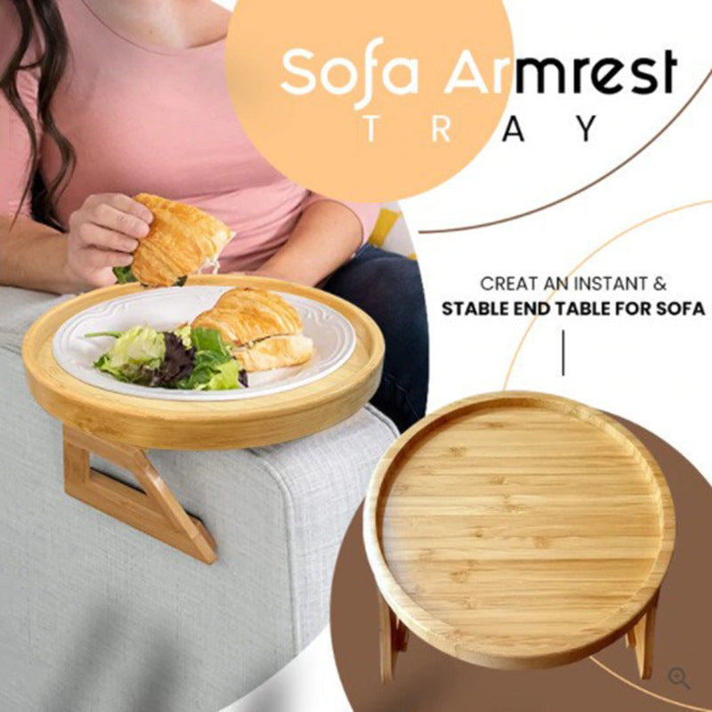 Folding Wooden Sofa Armrest Tray – Bamboo