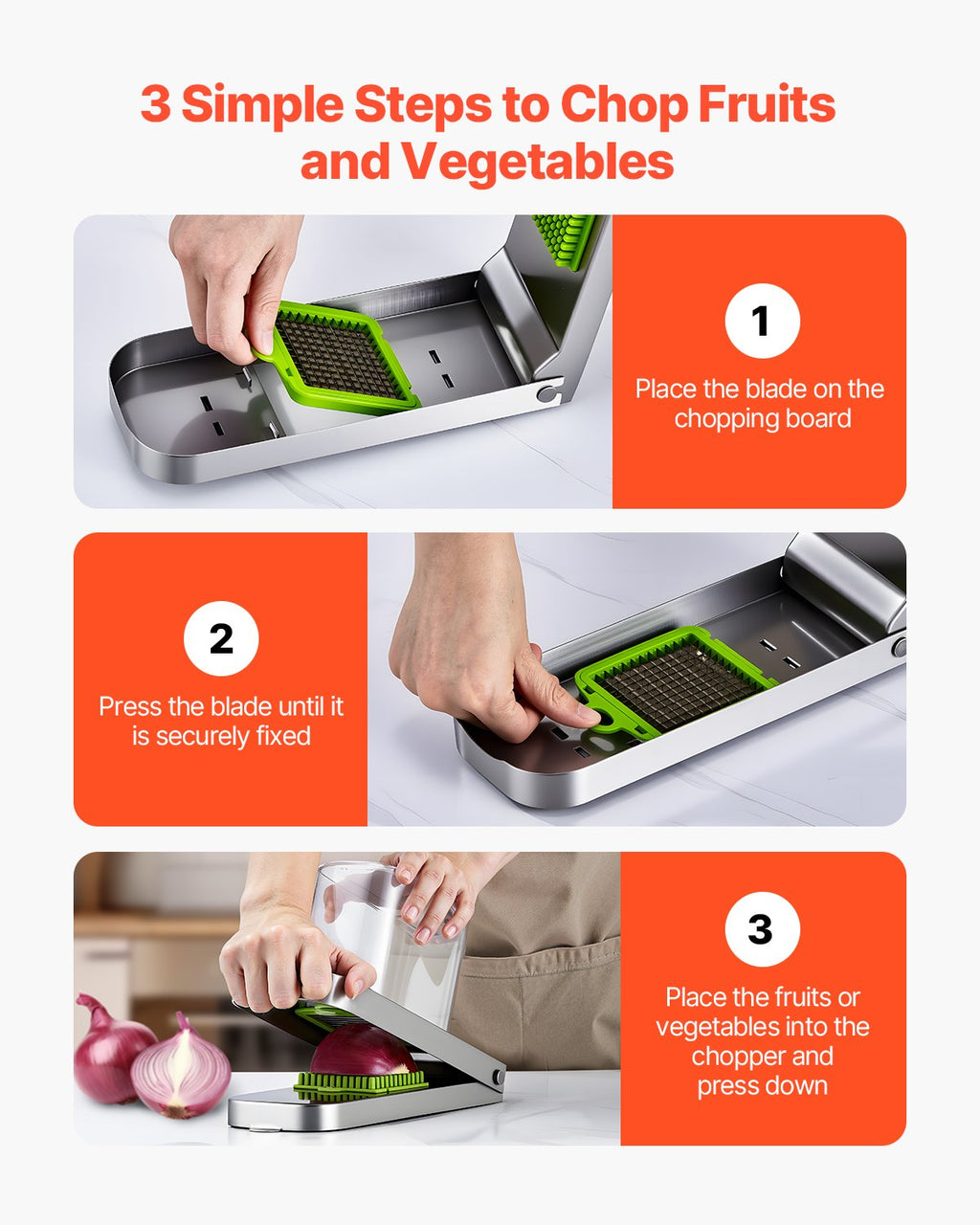 3-Blade Vegetable Chopper & Dicer with Storage