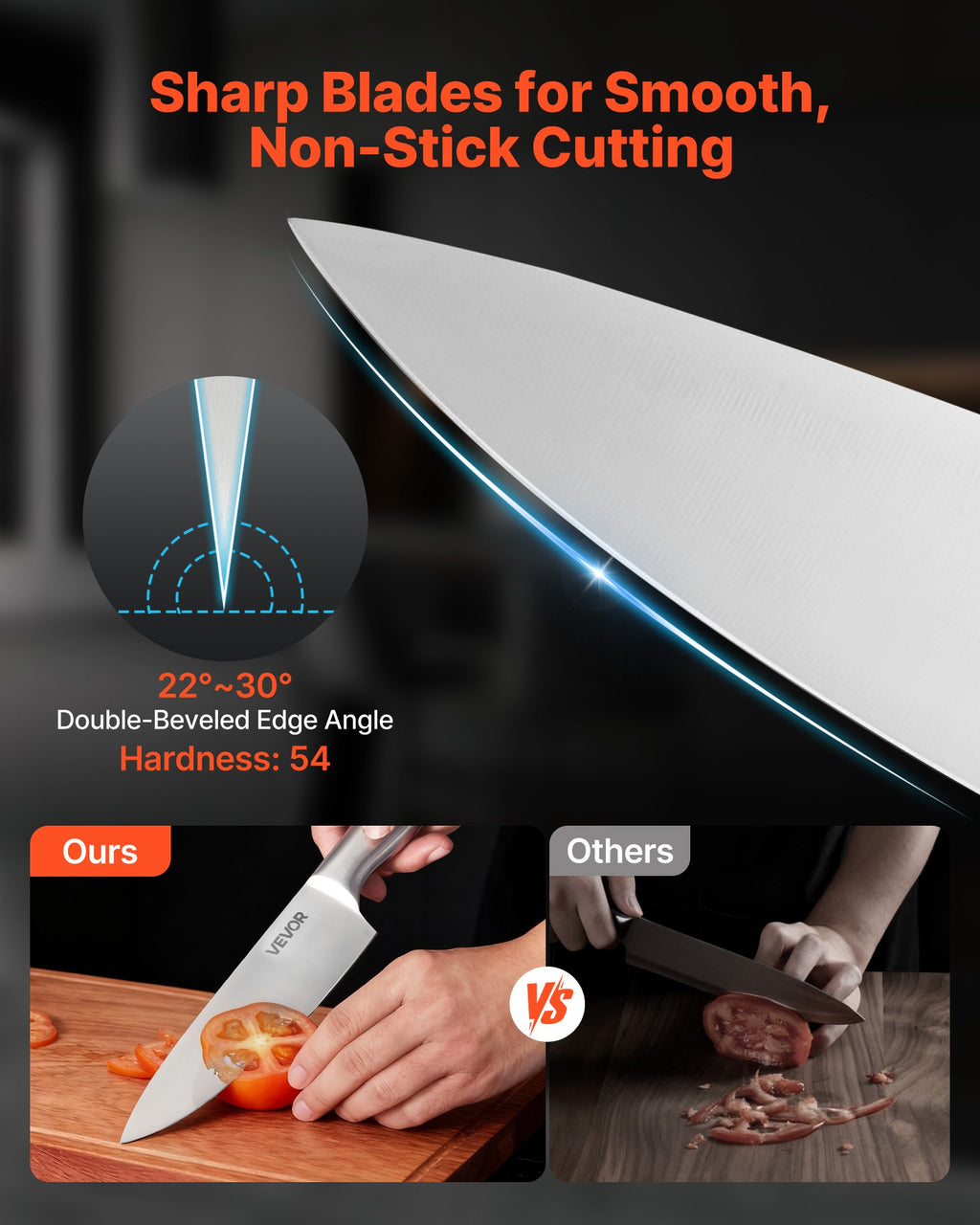 15-Piece German Steel Knife Set with Block & Sharpener