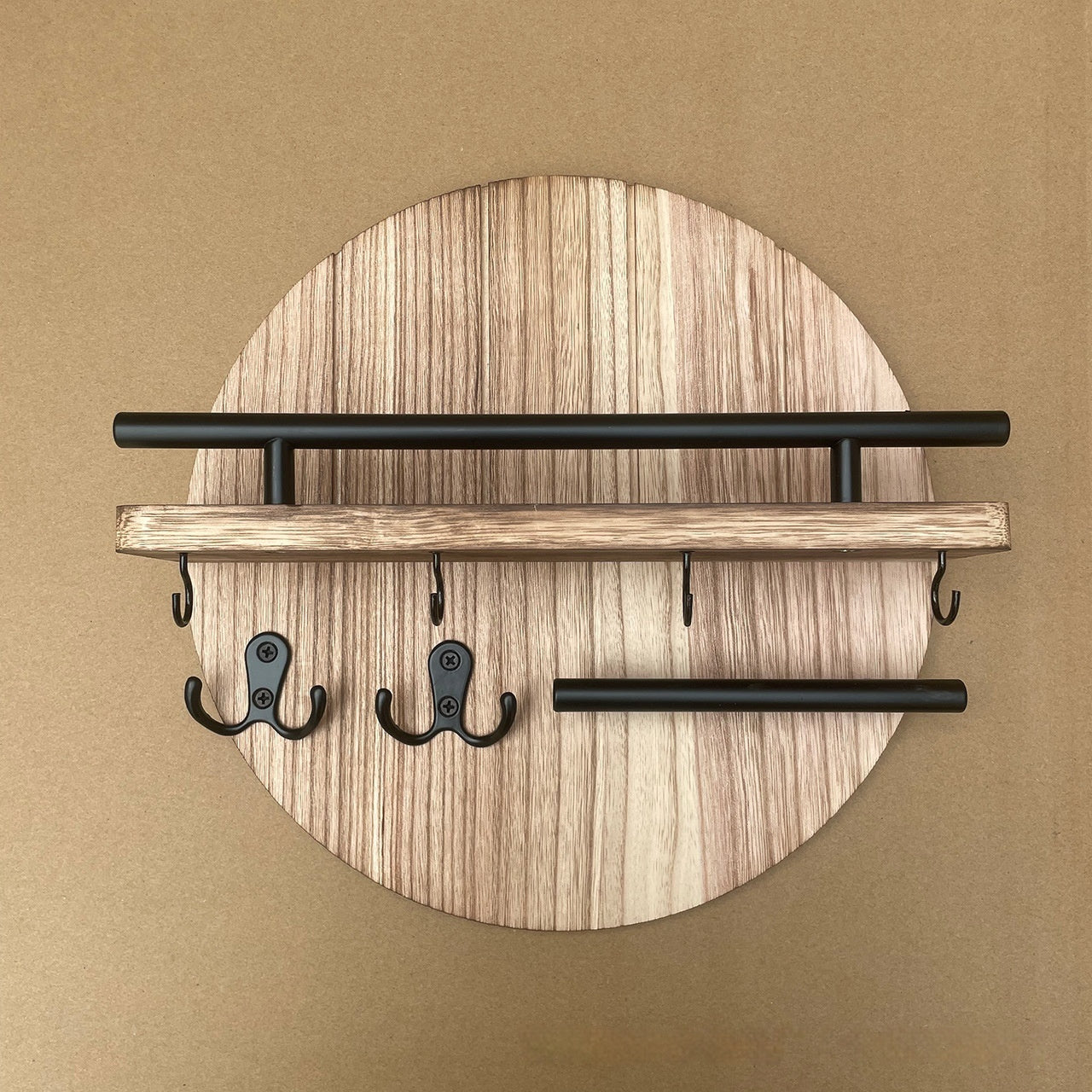 Wall-mounted Key Holder Wooden Round Storage Rack