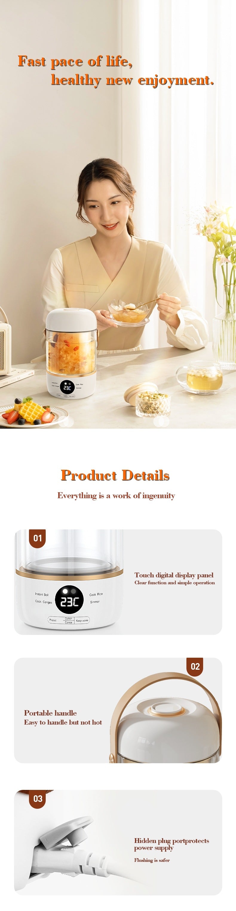 Portable 500W Electric Stew Pot – Mini Slow Cooker
