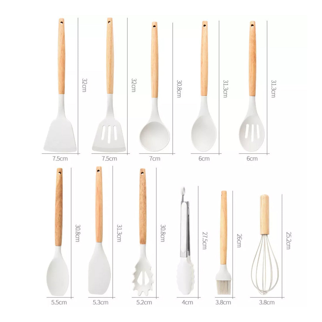 19-Piece Silicone Kitchen Utensil Set | Wooden Handle