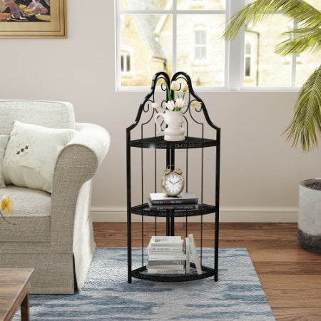 Freestanding Metal Bookcase & Plant Stand