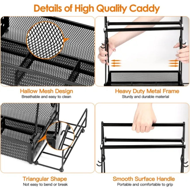 Metal Utensil & Grill Caddy with Mesh Basket