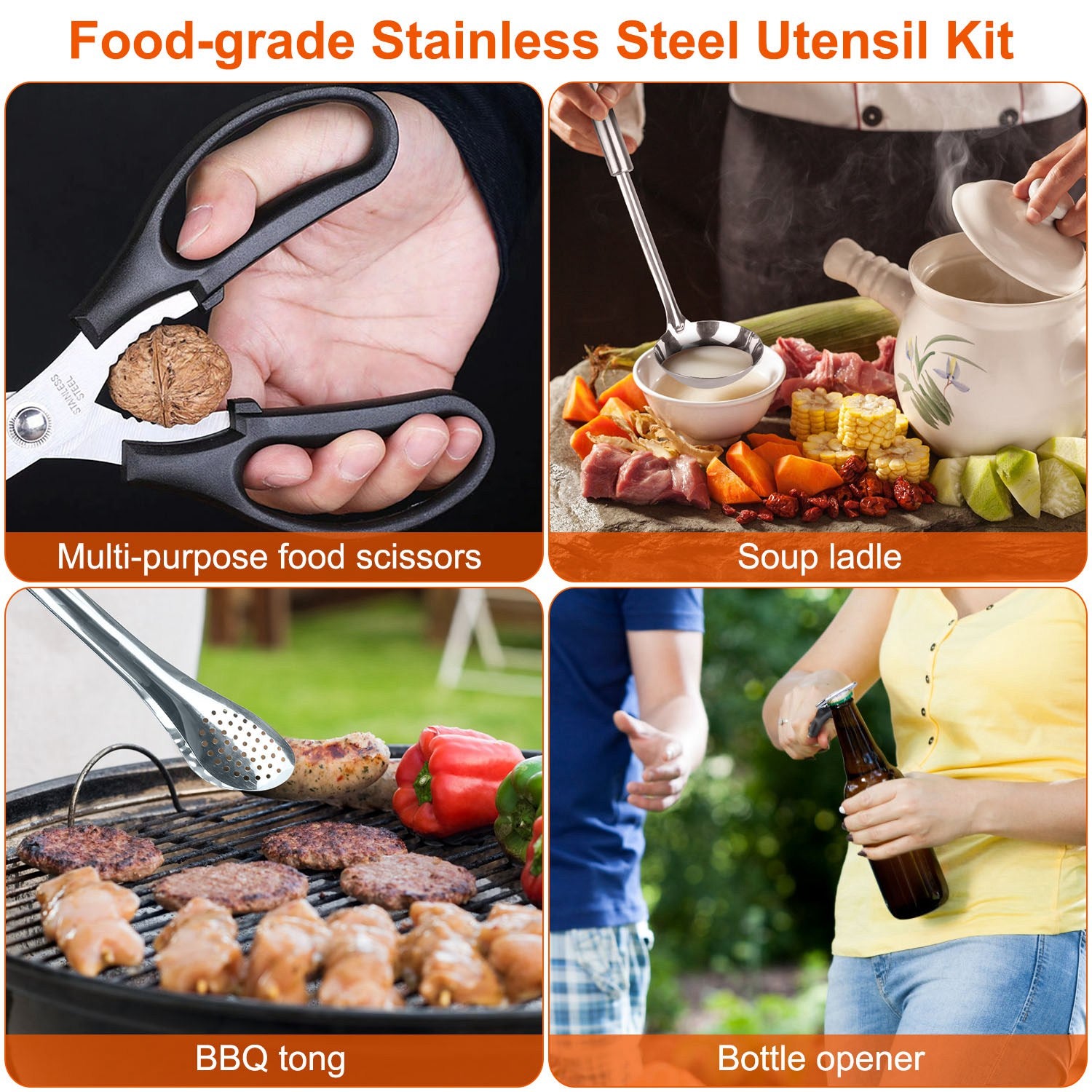 19-Piece Camping Utensil Kit | Portable Outdoor Cookware Set