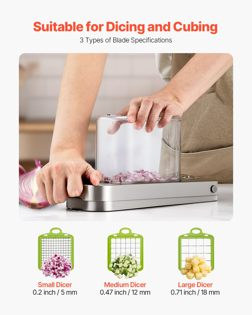 3-Blade Vegetable Chopper & Dicer with Storage