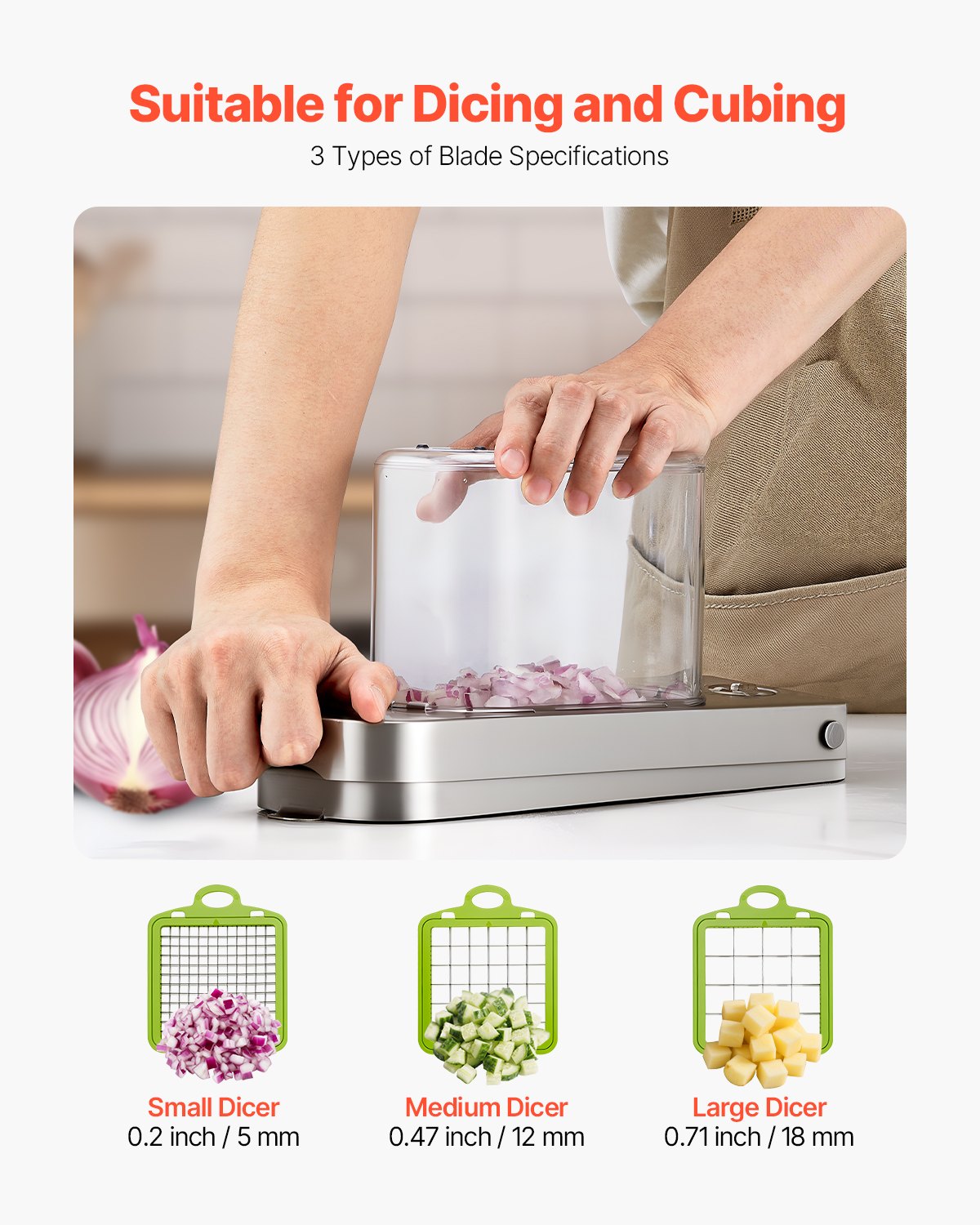 3-Blade Vegetable Chopper & Dicer with Storage