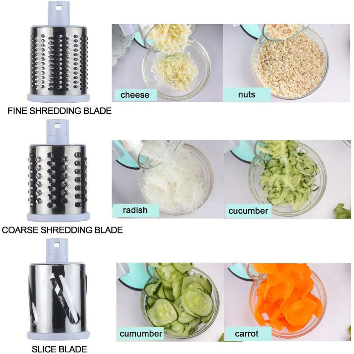 3-in-1 Rotary Vegetable Slicer & Grater