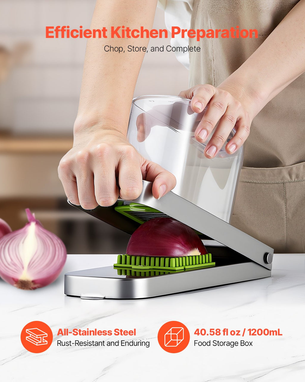 3-Blade Vegetable Chopper & Dicer with Storage