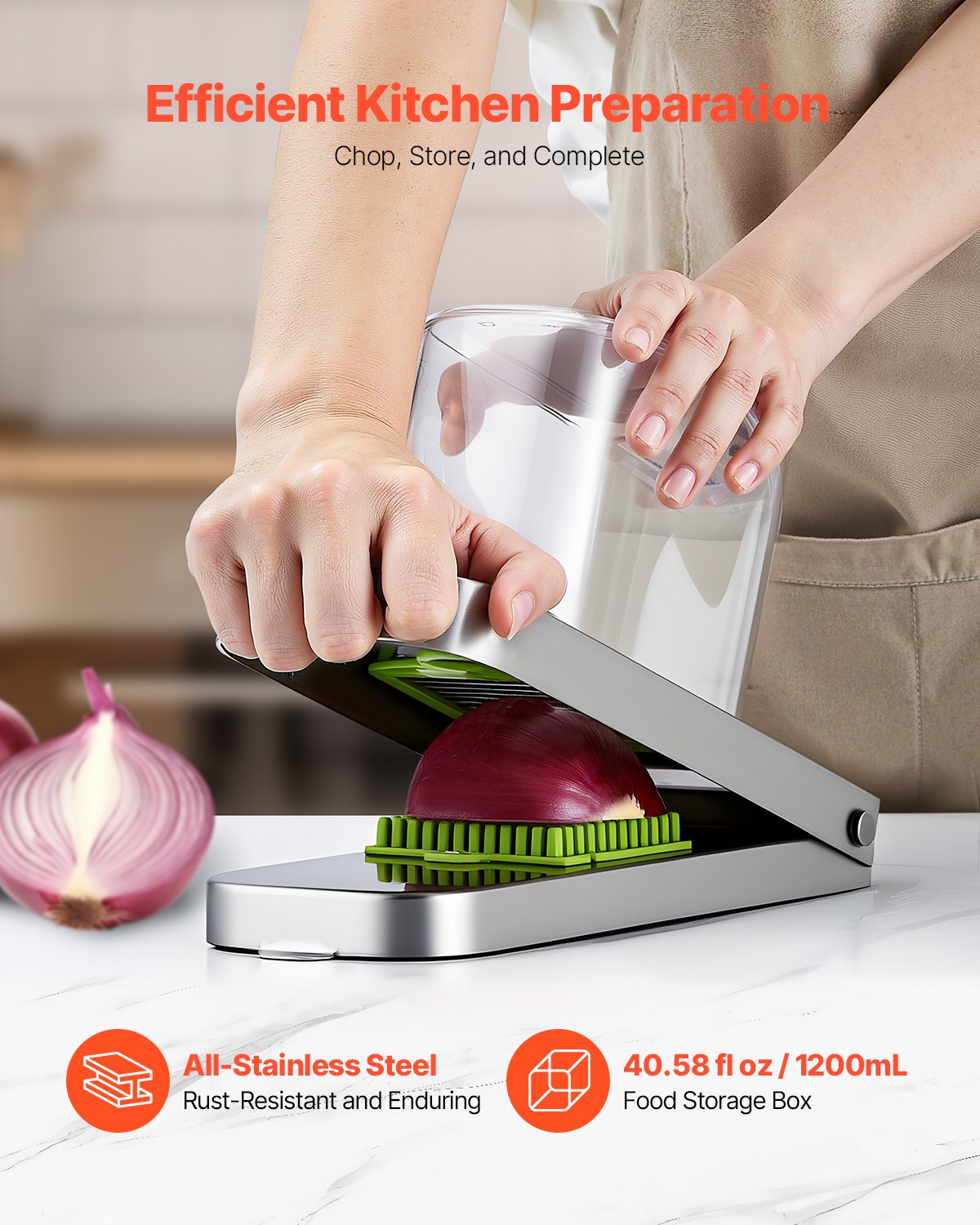 3-Blade Vegetable Chopper & Dicer with Storage