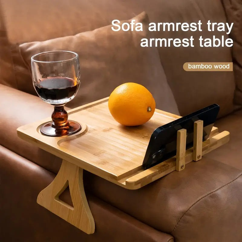 Folding Wooden Sofa Armrest Tray – Bamboo