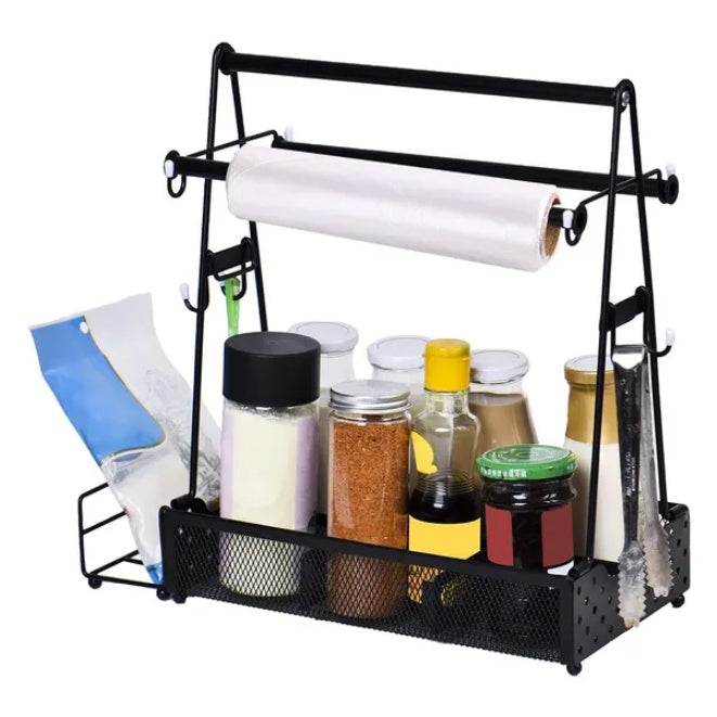 Metal Utensil & Grill Caddy with Mesh Basket