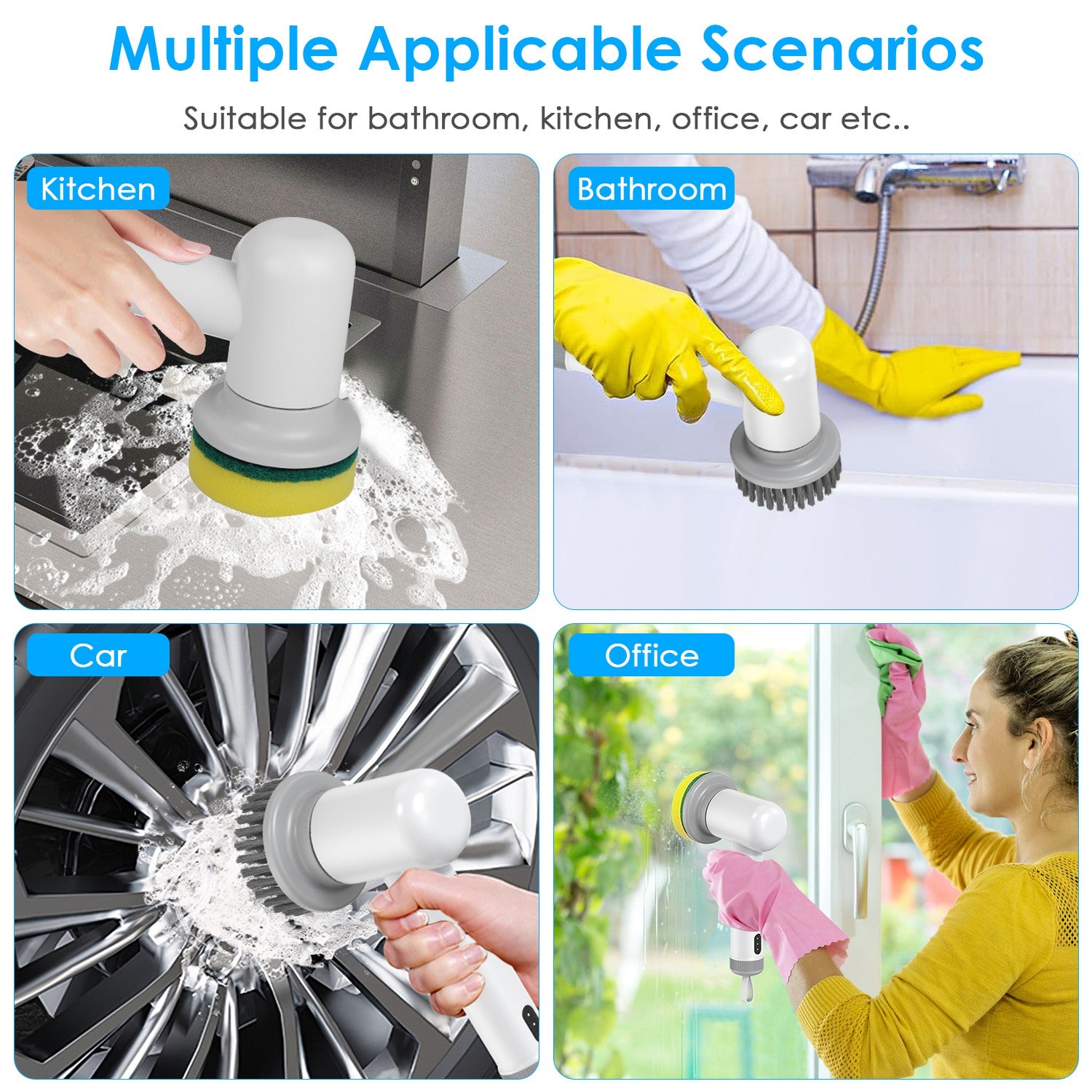 Cordless Electric Spin Scrubber – 4 Brush Heads