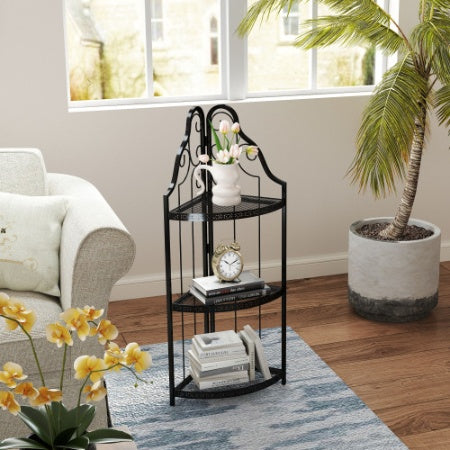 Freestanding Metal Bookcase & Plant Stand